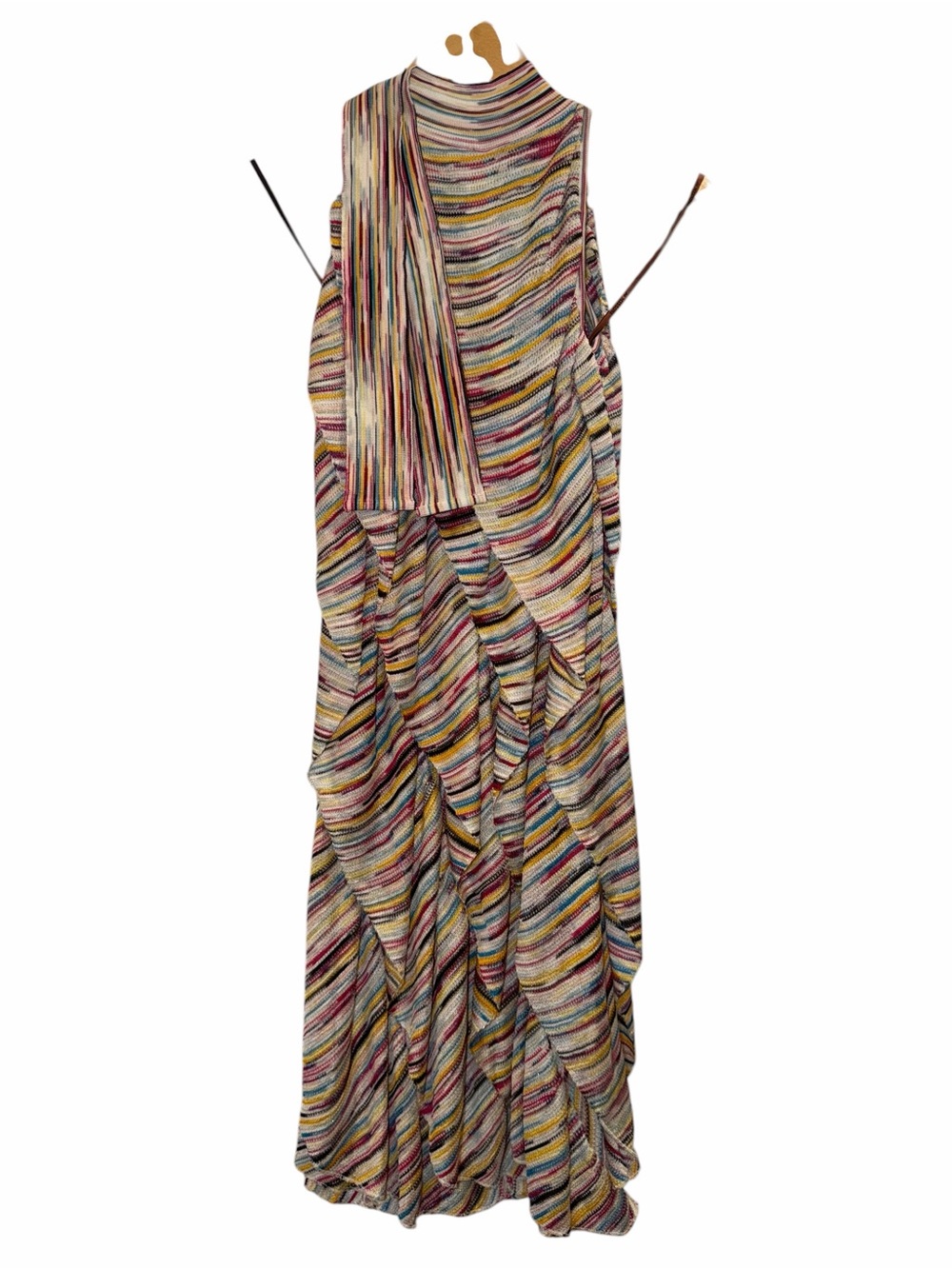 Missoni White Multicolor Ruffle Mini Dress Bow Knit 4 Wedding Guest Party NWT 🟡 - Picture 7 of 14